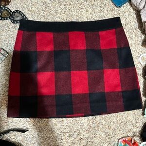 J-Crew Buffalo Check wool skirt.